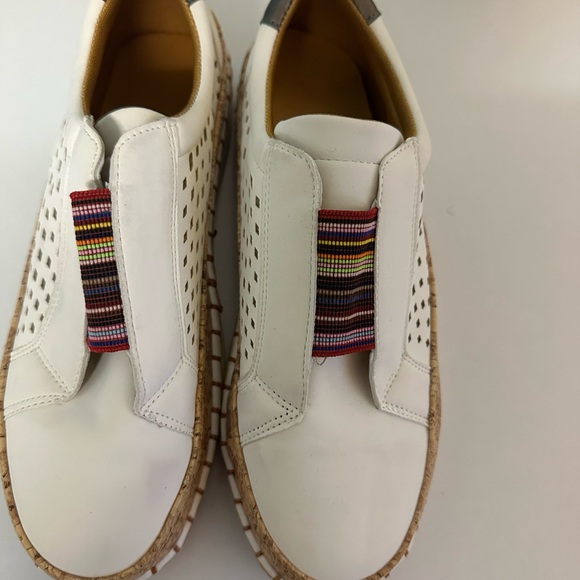Shoes - White Slip-On Shoes with Colorful Elastic Band